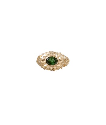 POLKA Bague Chevalière Tourmaline verte, Argent plaqué Or 24 cts 2024