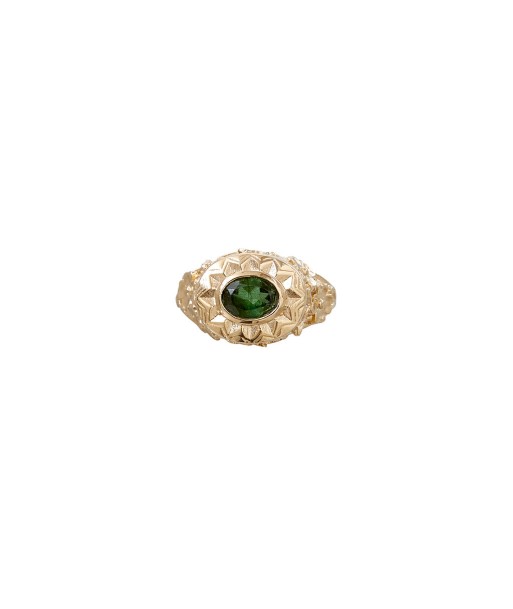 POLKA Bague Chevalière Tourmaline verte, Argent plaqué Or 24 cts 2024