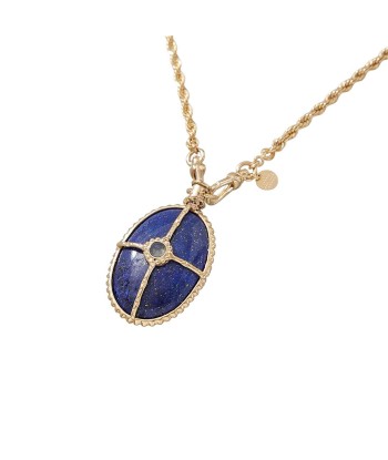 PRO - OCTAVE Collier Lapis lazuli - chaîne torsadée dorée 24 cts de technologie