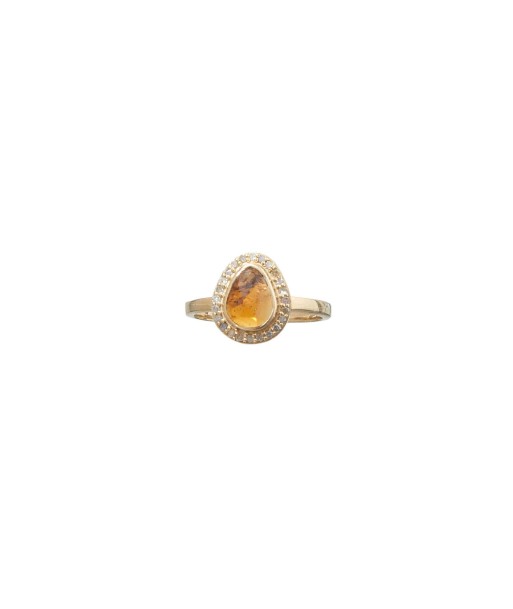 PRO - ROSECUT Bague en Tourmaline jaune et Diamants - Argent plaqué or 24 cts de France