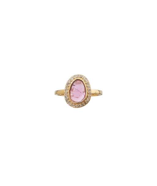 PRO - ROSECUT Bague en Tourmaline rose et Diamants - Argent plaqué or 24 cts l'évolution des habitudes 