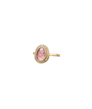 PRO - ROSECUT Bague en Tourmaline rose et Diamants - Argent plaqué or 24 cts l'évolution des habitudes 