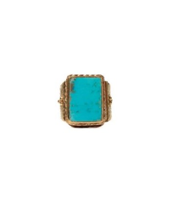 PRO - JULIET Bague Chevalière Gravée, Turquoise, Plaqué or 24 cts chez Cornerstreet bien 