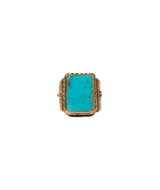 PRO - JULIET Bague Chevalière Gravée, Turquoise, Plaqué or 24 cts chez Cornerstreet bien 