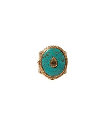 PRO - JULIET OVALE Bague Chevalière gravée, Turquoise, Citrine, plaqué or 24 cts Voir les baskets