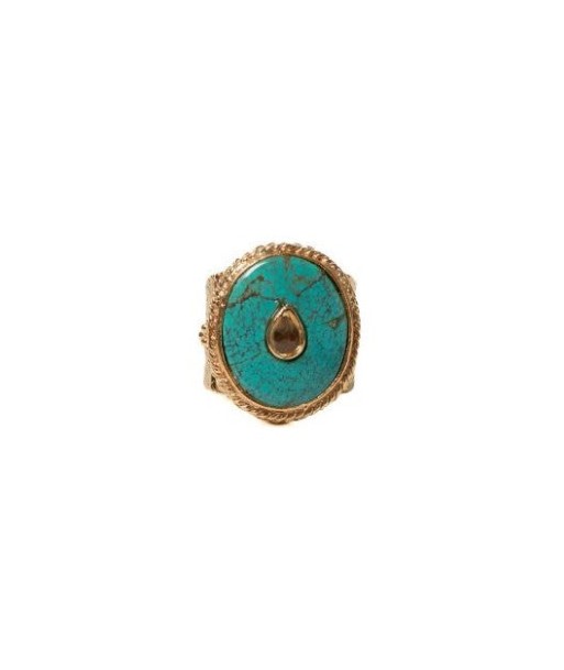 PRO - JULIET OVALE Bague Chevalière gravée, Turquoise, Citrine, plaqué or 24 cts Voir les baskets