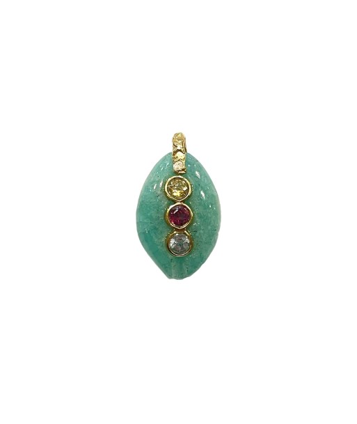 PRO - CAURI Charm Amazonite serti, bélière Diamant, Argent plaqué Or 24 cts Comparez plus de prix