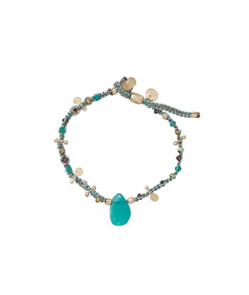 PRO - KASHA Bracelet Macramé galet Amazonite, Argent plaqué Or 24 cts Le MVP de beaucoup