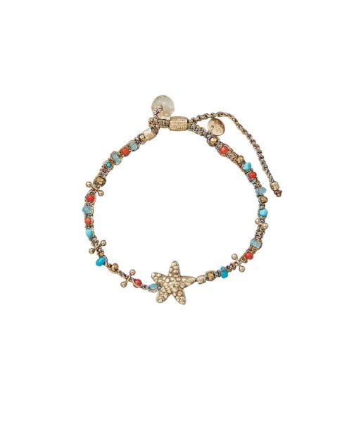 PRO - KASHA Bracelet Macramé Etoile de mer, Argent plaqué Or 24 cts Livraison rapide