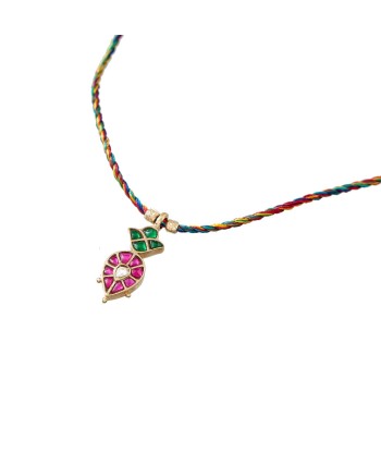 KASHMIR Collier cordon de soie vert & rose, diamant Polki vente chaude votre 