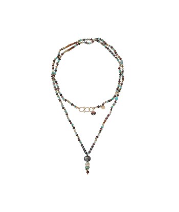 PRO - MALA Sautoir Pierres Multicolores, Perle d'eau douce, Tourmaline, Grenat, Apatite plus qu'un jeu 