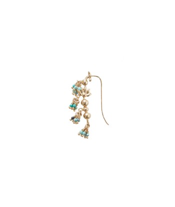 ALMA Boucle d'Oreille Unique Turquoise - doré 24 cts les muscles