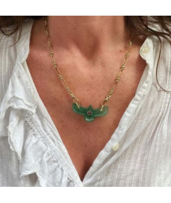 PRO - SHAMAN Collier Phoenix Sacré Quartz vert - Doré 24 cts 50-70% off 