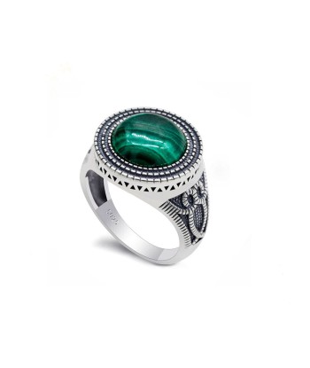 Bague Homme Pierre Malachite "Leontios" en Argent 925 shop