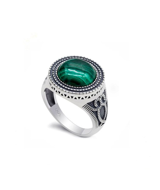 Bague Homme Pierre Malachite "Leontios" en Argent 925 shop