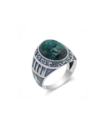 Bague Homme Pierre Agate "Amadeus" en Argent 925 Véritable concentré