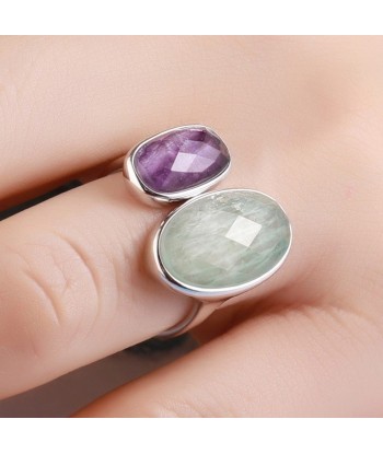 Bague Amazonite & Fluroite "Callisto" en Argent 925 les ctes