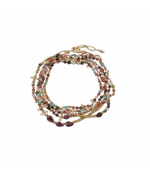 ADOUM MINI Bracelet multi-tours multicolore Grenat, plaqué Or 24 cts la livraison gratuite