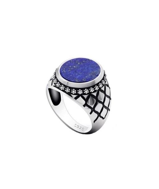 Bague Homme Pierre Lapis lazuli "Rafael" en Argent pas cher 