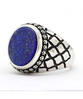 Bague Homme Pierre Lapis lazuli "Rafael" en Argent pas cher 