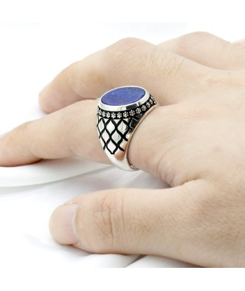 Bague Homme Pierre Lapis lazuli "Rafael" en Argent pas cher 