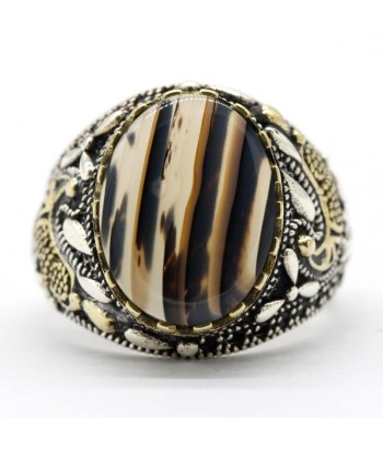 Bague Homme Pierre Agate "Lev" en Argent 925 en ligne des produits 