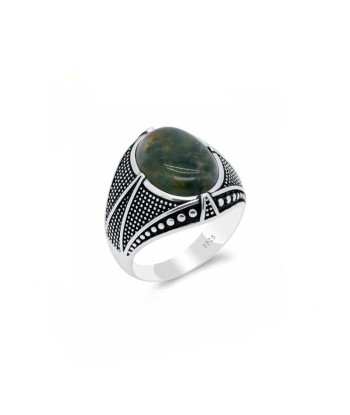 Bague Homme Pierre Agate "Ignacy" en Argent 925 le des métaux précieux