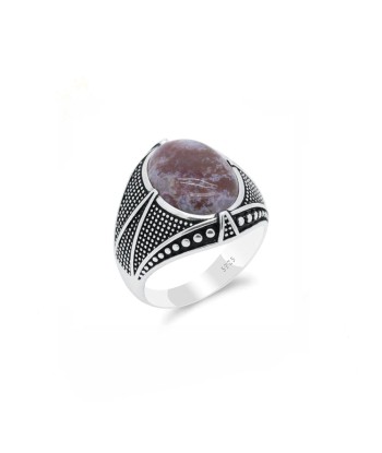 Bague Homme Pierre Agate "Oskar" en Argent Sterling Vous souhaitez 