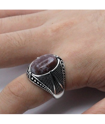 Bague Homme Pierre Agate "Oskar" en Argent Sterling Vous souhaitez 