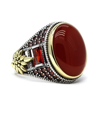 Bague Homme Agate Rouge "Teo" en Argent 925 en stock