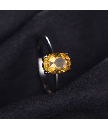 Bague Solitaire Citrine "Théoxane" en Argent 925 Par le système avancé 