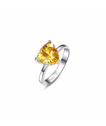 Bague Triangle Citrine "Olivia" en Argent 925 Véritable concentré