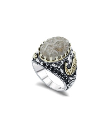 Bague Homme Corail "Leander" en Argent 925 acheter en ligne