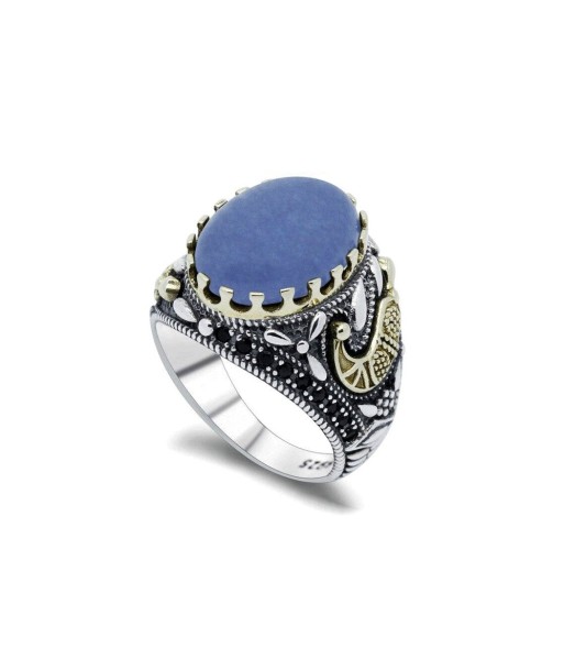 Bague Masculine Agate "Lior" en Argent 925 Amélioration de cerveau avec