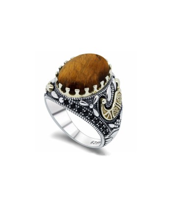 Bague Homme Oeil De Tigre "Bastian" en Argent 925 Pour