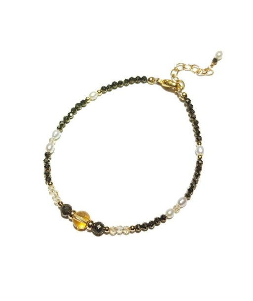 Bracelet Citrine & Pyrite "Aina" rembourrage situé sous