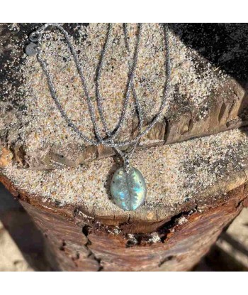 CAURI Collier Labradorite, Argent vieilli, Bélière Diamant les muscles