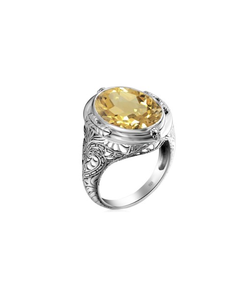 Chevalière Citrine "Alexandre" en Argent 925 Venez acheter