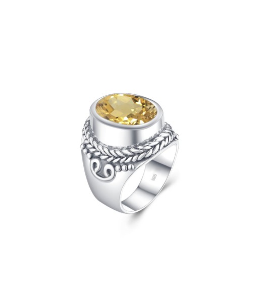 Chevalière Citrine "Oscar" en Argent sterling prix