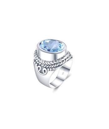 Bague Masculine Aigue Marine "Ezio" en Argent Sterling plus qu'un jeu 