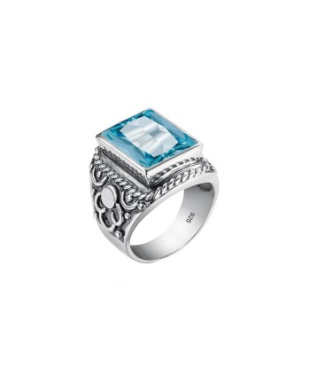 Bague Homme Aigue-Marine Sobre "Rhys" en Argent 925 destockage