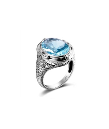 Bague Homme Aigue Marine "Theophile" en Argent Sterling En savoir plus