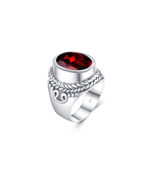 Bague Homme Grenat "Côme" en Argent 925 en stock