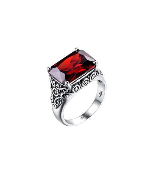 Bague Homme Grenat Moderne "Léandre" en Argent 925 hantent personnes