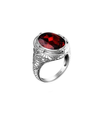 Bague Homme Grenat Chic "Ambroise" en Argent 925 solde