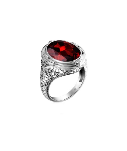 Bague Homme Grenat Chic "Ambroise" en Argent 925 solde