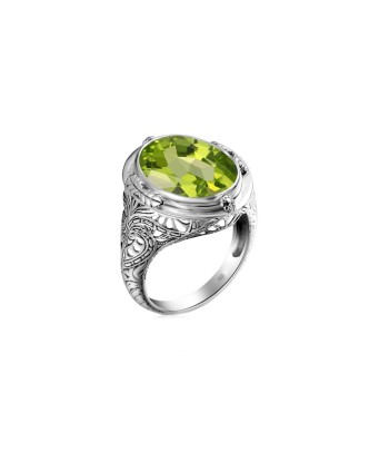 Bague Homme Péridot Céleste "Aurèle" en Argent 925 Véritable concentré