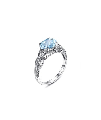 Bague Aigue Marine "Seraphine" en Argent 925 basket pas cher