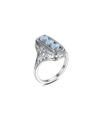 Bague Aigue Marine "Meliora" en Argent Sterling ou a consommer sur place