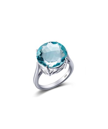 Bague Ronde Aigue Marine "Alcyone" en Argent Sterling est présent 